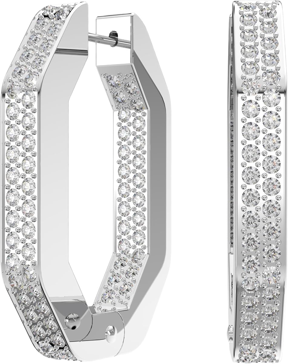 Pendientes de aro Dextera, octogonales, blancos