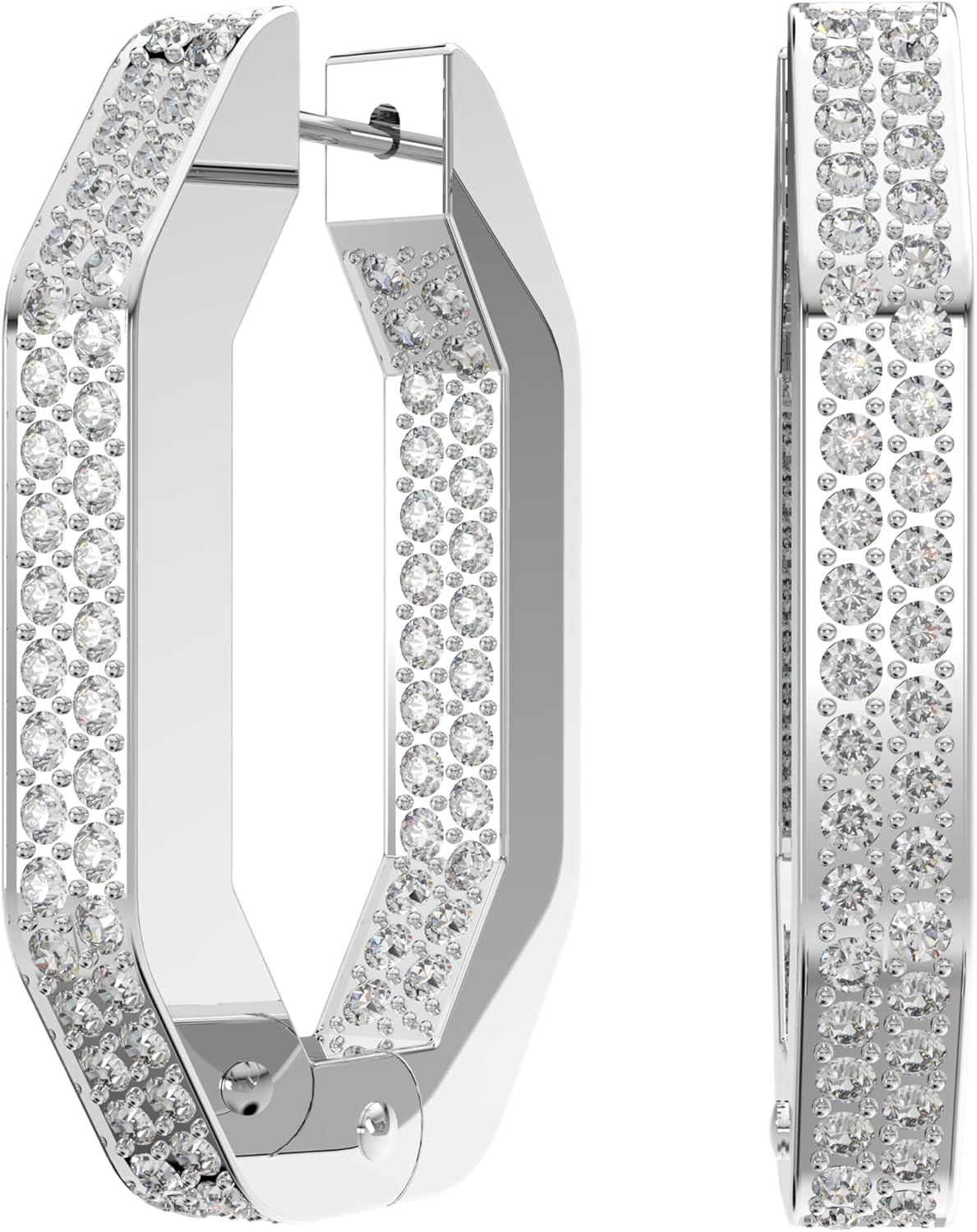 SWAROVSKI Dextera hoop earrings, Octagonal, White