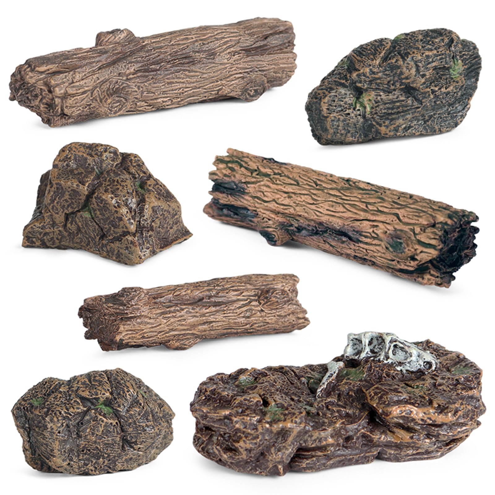 EOIVSH 7pcs Diorama Supplies Fake Rocks, Artificial Garden Figurines Tree Stump, Scene Accessories Stone Stumps Statue Ornaments for Micro Train Railway Sand Table Landscape