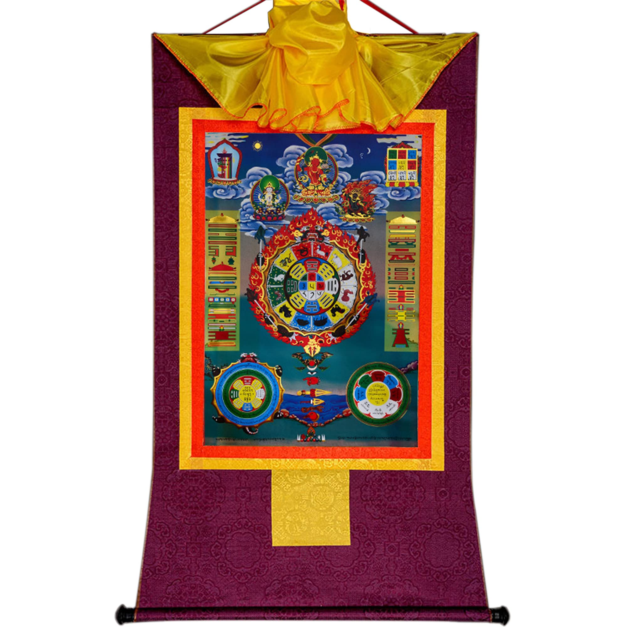 Gandhanra Thangka Tibétain - Bouddha des huit médecines Thangka - Peinture Tantrique Bouddha à Dorure - Tapisserie Mural pour Décoration Zen - Méditation et Relaxation Spirituelle