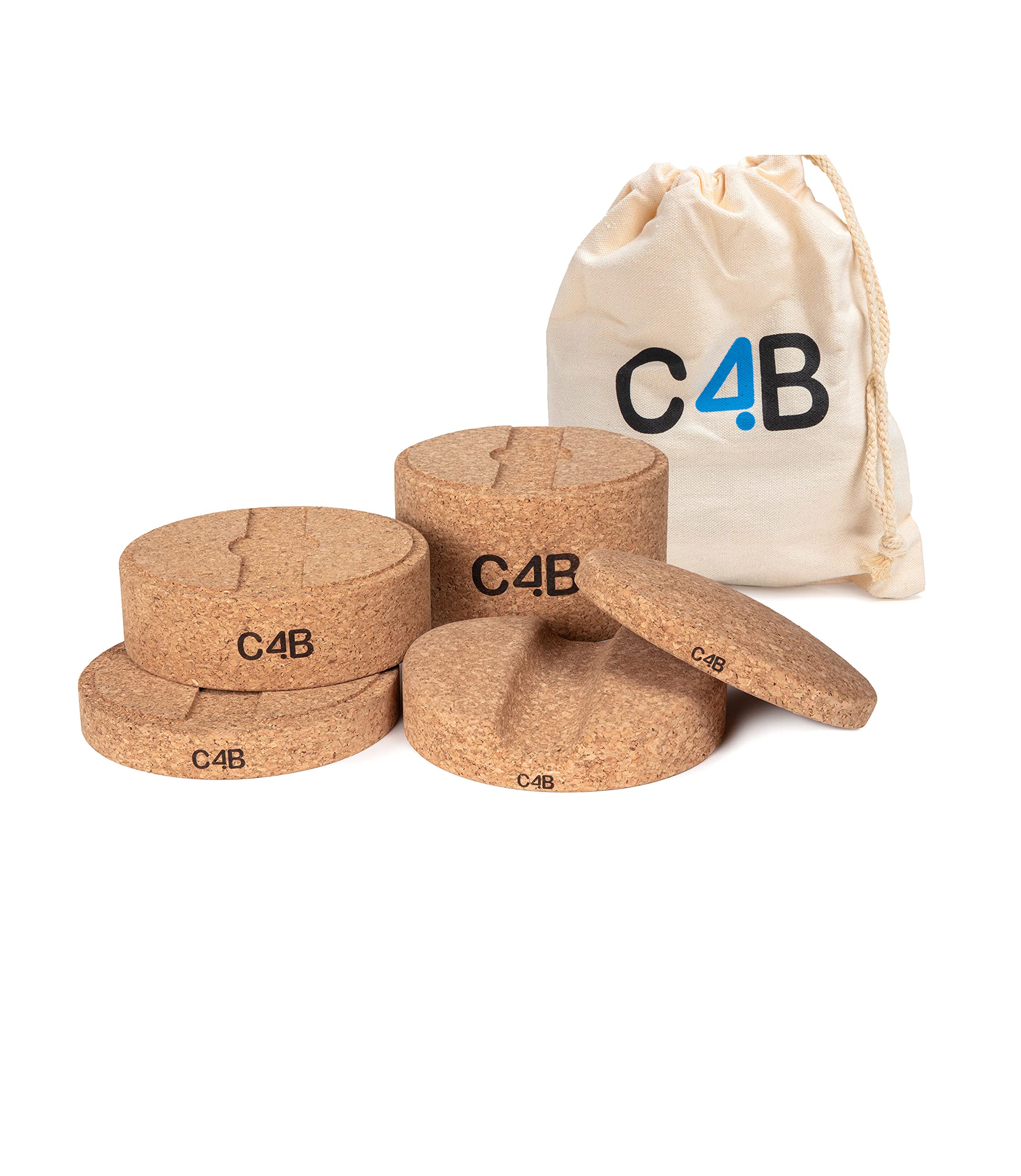 C4B Set Per Estensione Schiena in Sughero | Stretching Schiena, Colonna Vertebrale e Petto | Estensore Schiena con Altezza Regolabile | con Borsa da Palestra in Cotone