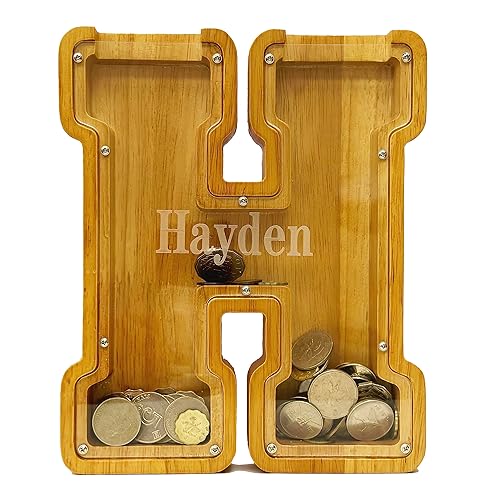 Vista 98 de Personalized Wooden Alphabet Piggy Bank-Kids Piggy Bank-Boys Girls Piggy Bank-Coin Piggy Bank-Bank-Can be Used as Christmas-Birthday Gift-Kids Gift