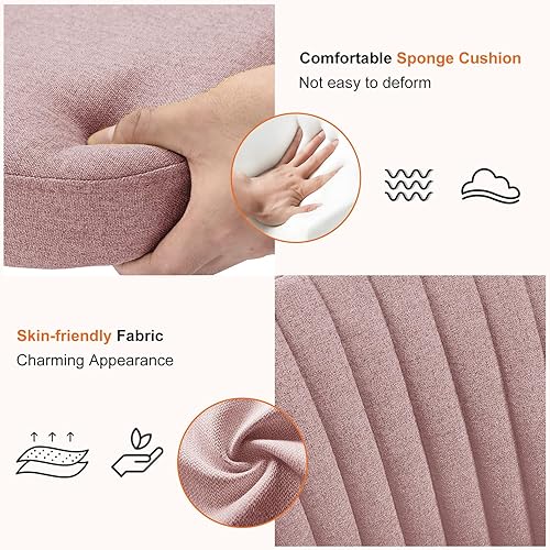 Miniatura 3 de Sweetcrispy Silla de oficina sin brazos, sillas de escritorio de tela moderna para oficina en casa con ruedas, asiento giratorio ajustable para