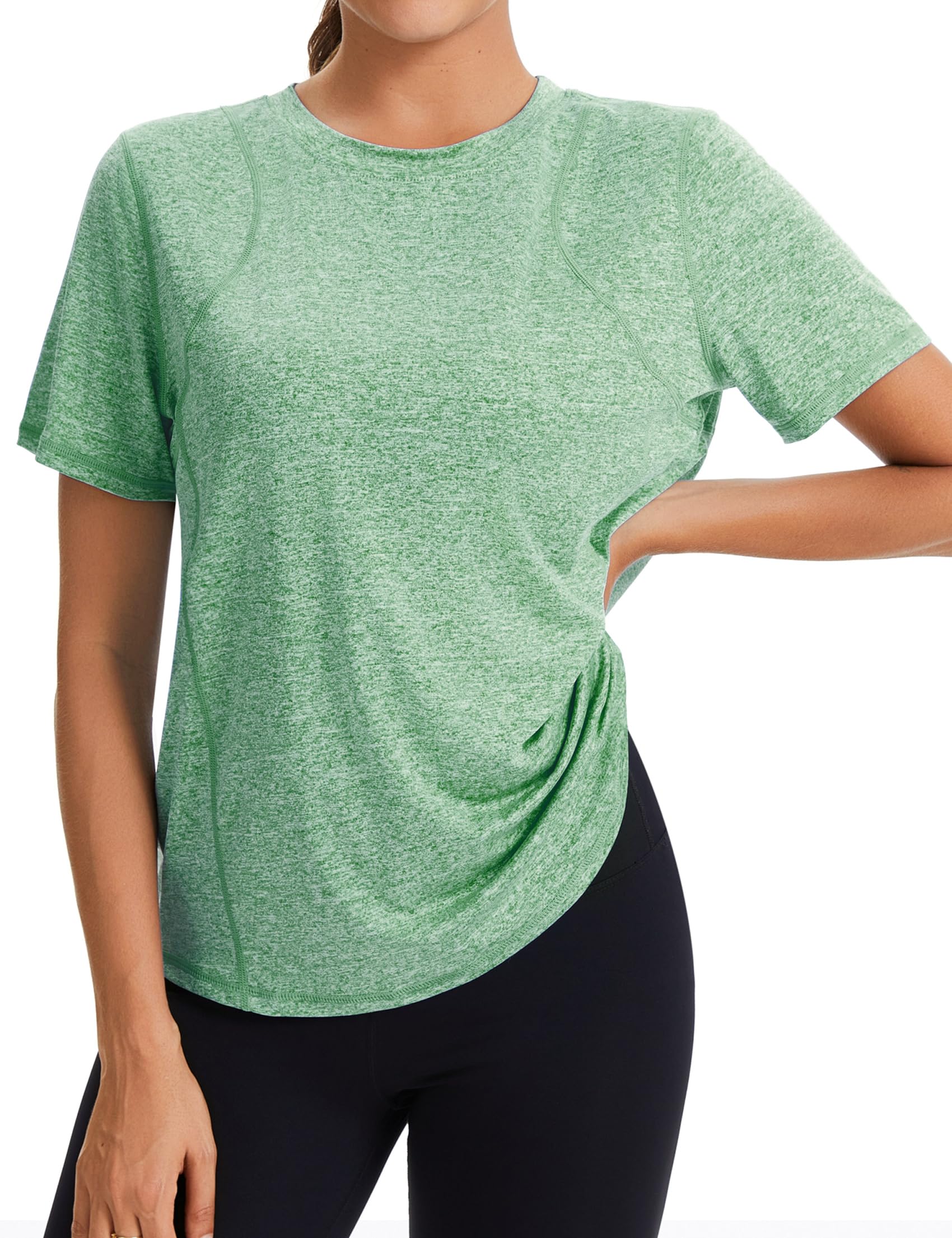 Gyabnw Sportshirt Damen Kurzarm Rundhals Funktionsshirt Oberteile Atmungsaktiv Leichtes Sport Damen Top Für Fitness