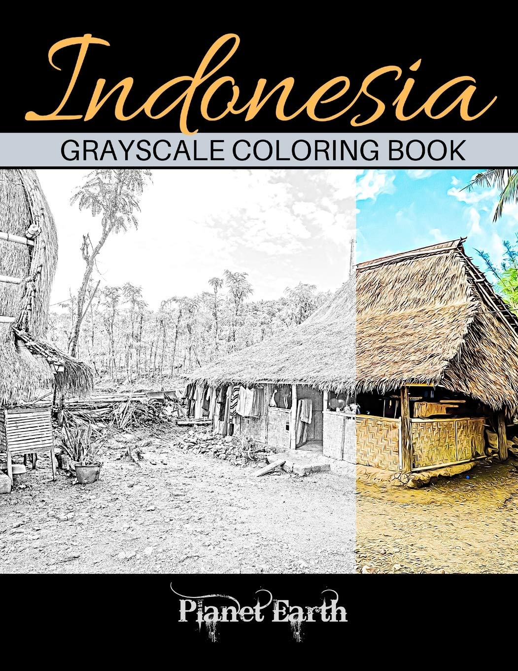 Indonesia Grayscale Coloring Book: Grayscale Coloring Book for Adults with Beautiful Images of Indonesia.