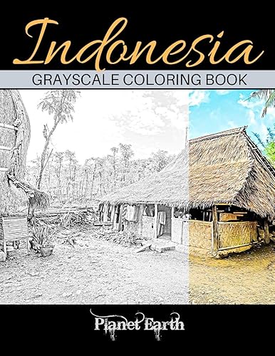 Indonesia Grayscale Coloring Book Grayscale Coloring Book for Adults with Beautiful Images of Indonesia.