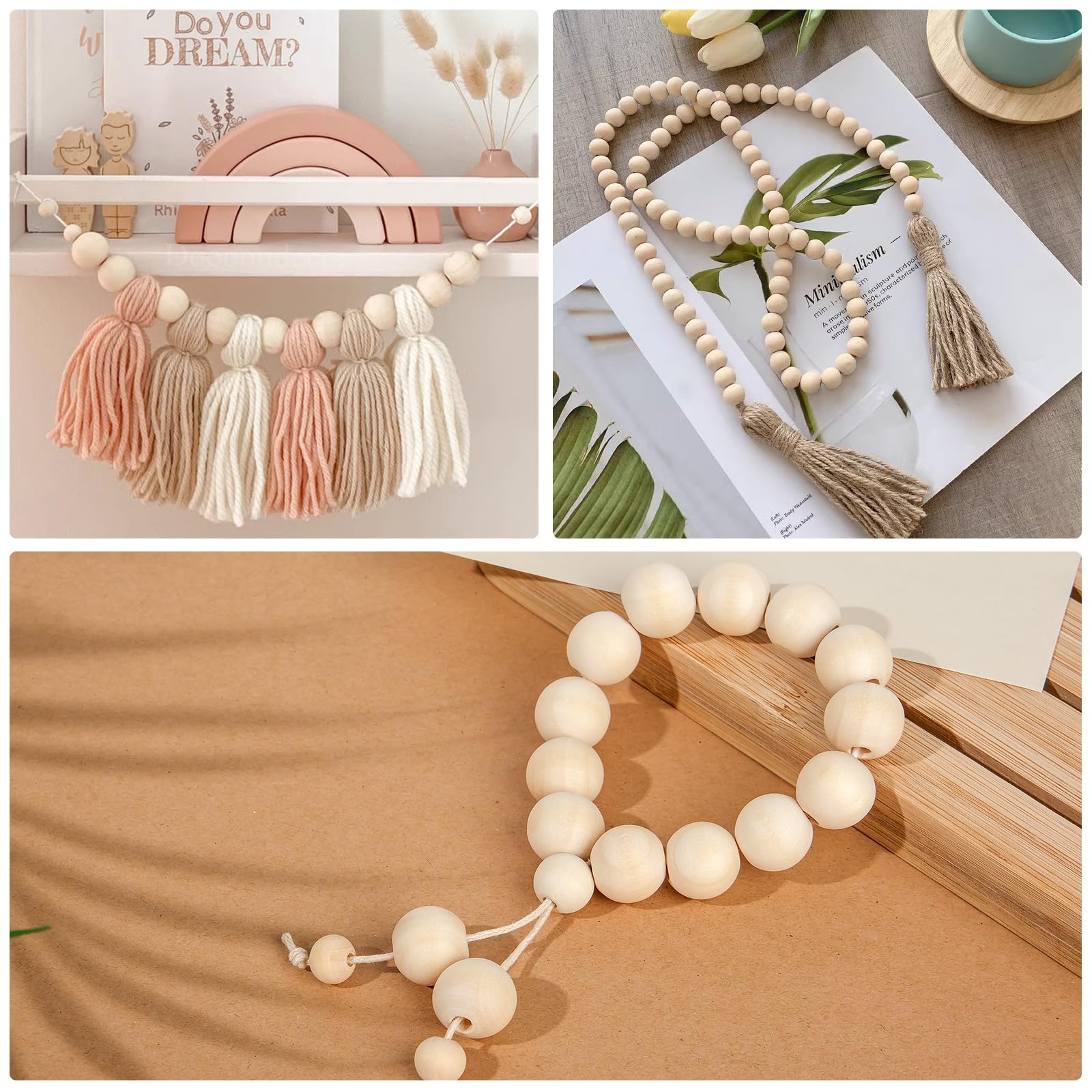 Perle Di Legno Naturale Da 4-50 Mm Palline Senza Piombo - Foto 2