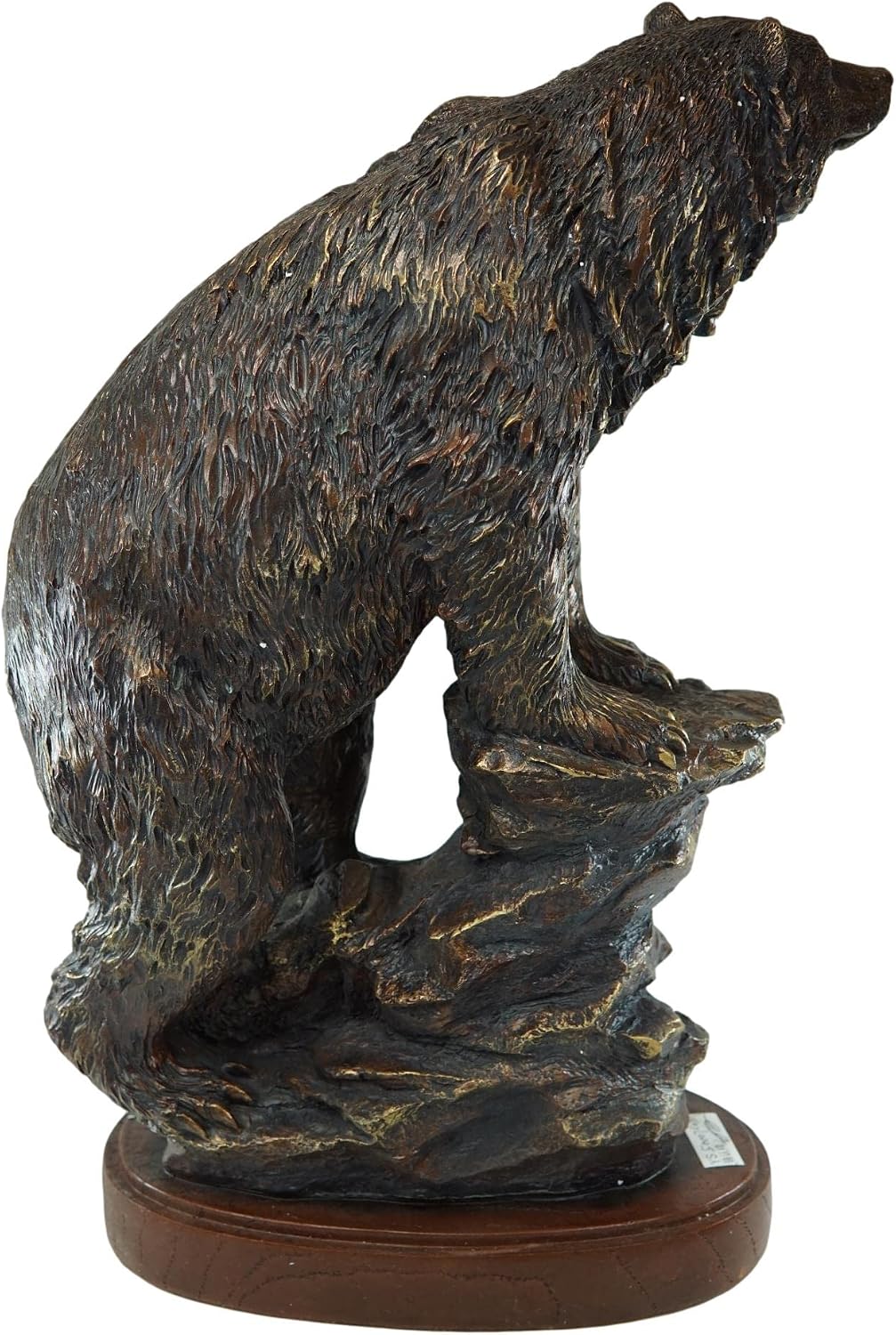 Ebros Gift Bronze Resin Rustic Wildlife Black Bear Climbing On River Rocks Figurine with Faux Wood Pedestal Base Stand Cabin Lodge Bears Hunters Desktop Countertop Shelf Decorative Collectible