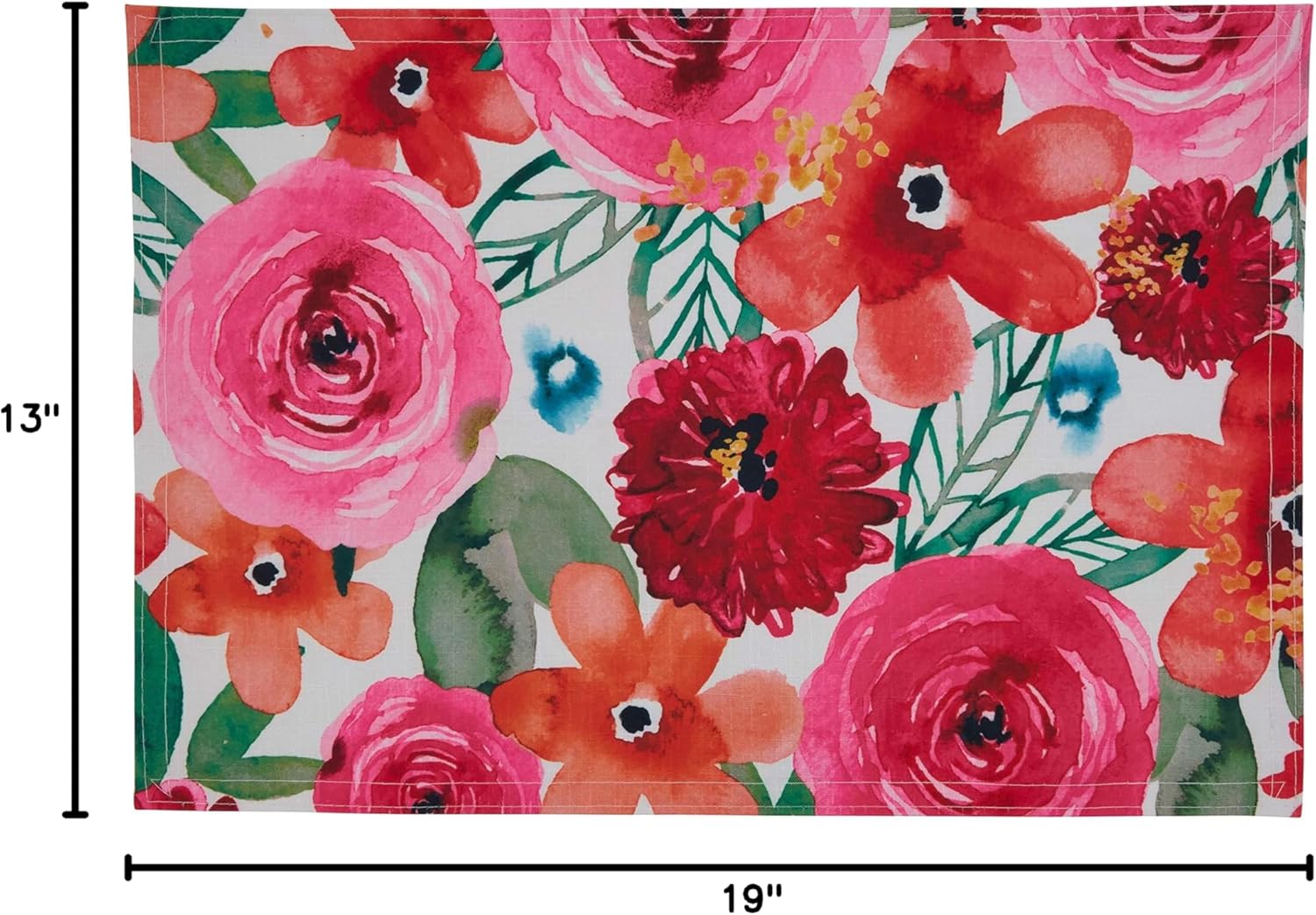 SARO LIFESTYLE Santa Monica Floral Placemat (Set of 4), Multi, 13"x19"