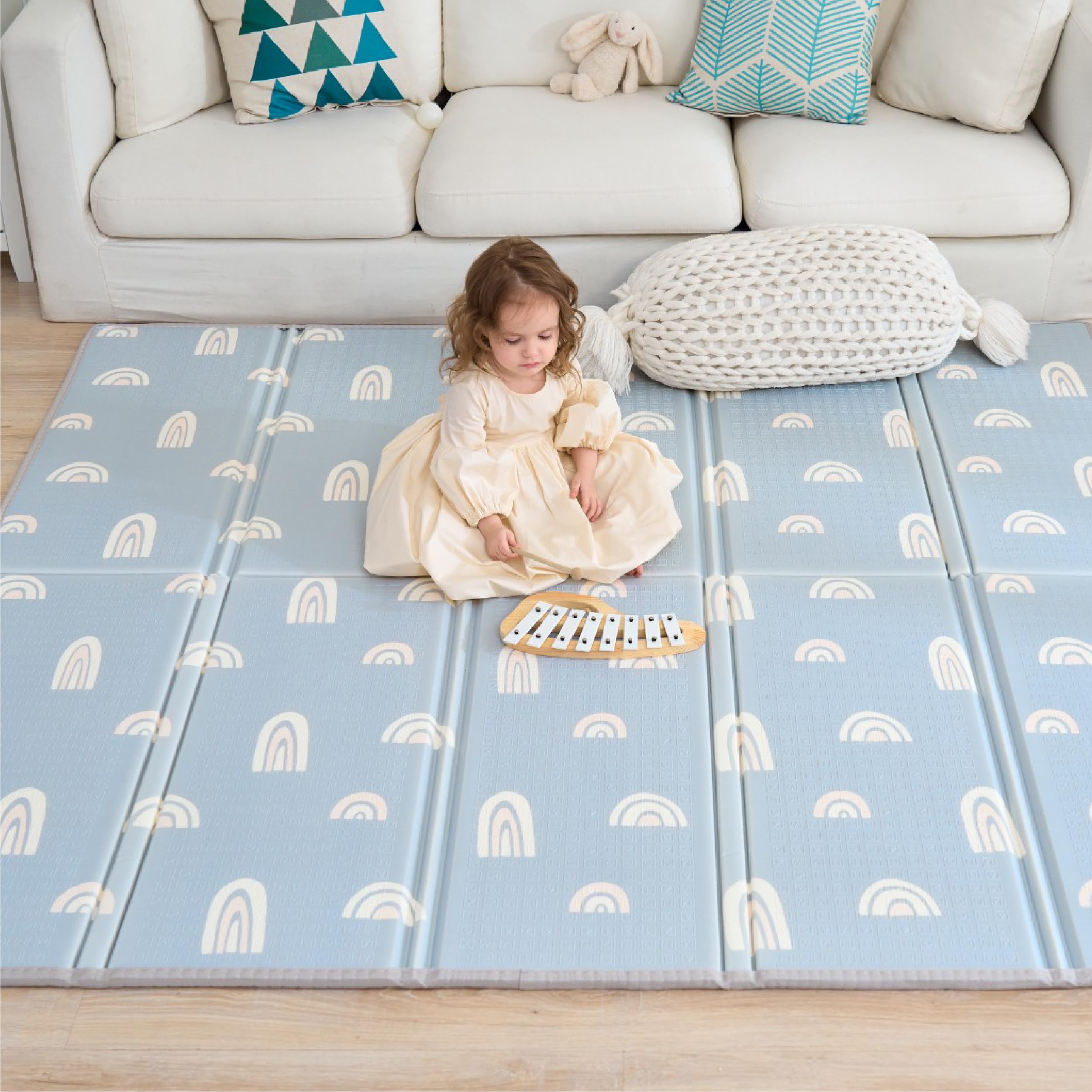SUPERBE BEBE Alfombra Gateo Infantil Impermeable, Reversible y Plegable 150x180x1cm. Certificado CE. Esterilla Bebe Ideal para la habitación del niño o la niña. Gran Formato Regalo Bebe