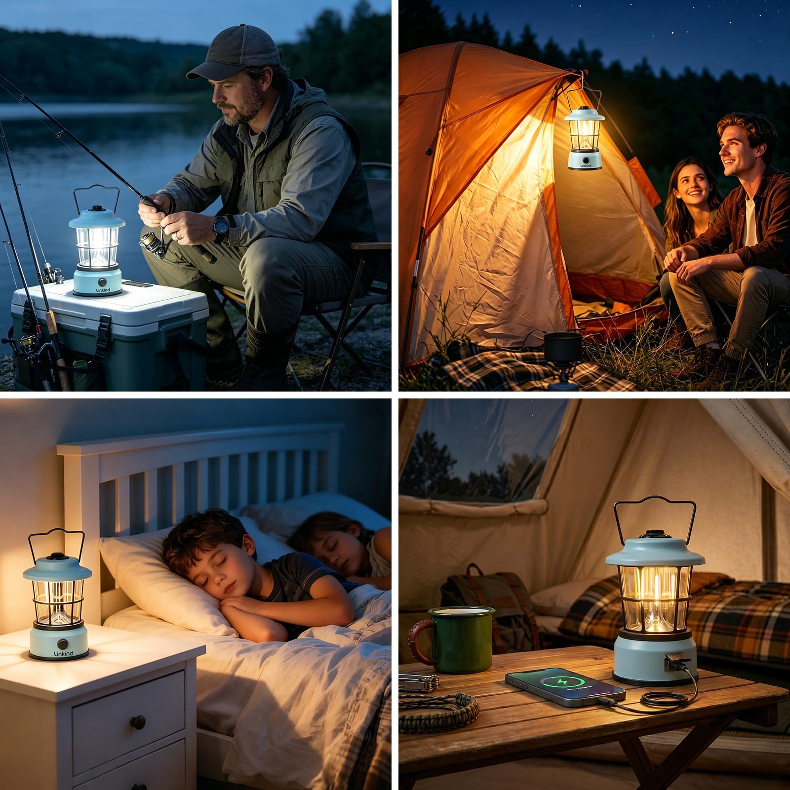 Linkind LED Campinglampe USB C Wiederaufladbare Camping Laterne Kalt&Warm 2-Farbe Zeltlampe Eingebaute 3600mAh Akku Notfallleuchte für Camp, Wandern, Stromausfall, Notfall 2 Stück