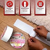 Vista 4 de XFasten Cinta adhesiva de doble cara para alfombras de área, 2 pulgadas x 30 yardas – Cinta antideslizante resistente para alfombras, funciona como