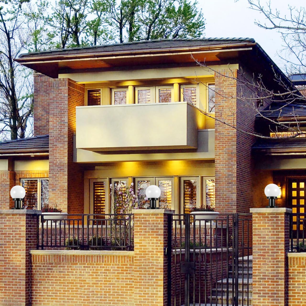 SHERCHPRY Lámpara De Poste Para Exteriores Bola Acrílica 9.64 Pulgadas Luz De Patio Jardín Iluminación De Columna Exterior