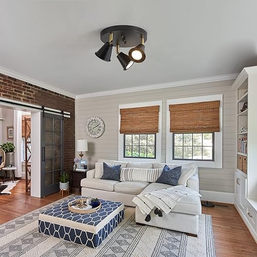 Miniatura 25 de SEEBLEN Iluminación direccional industrial de 3 luces con cadena de tracción de encendido/apagado, foco de techo redondo ajustable, luz de cocina