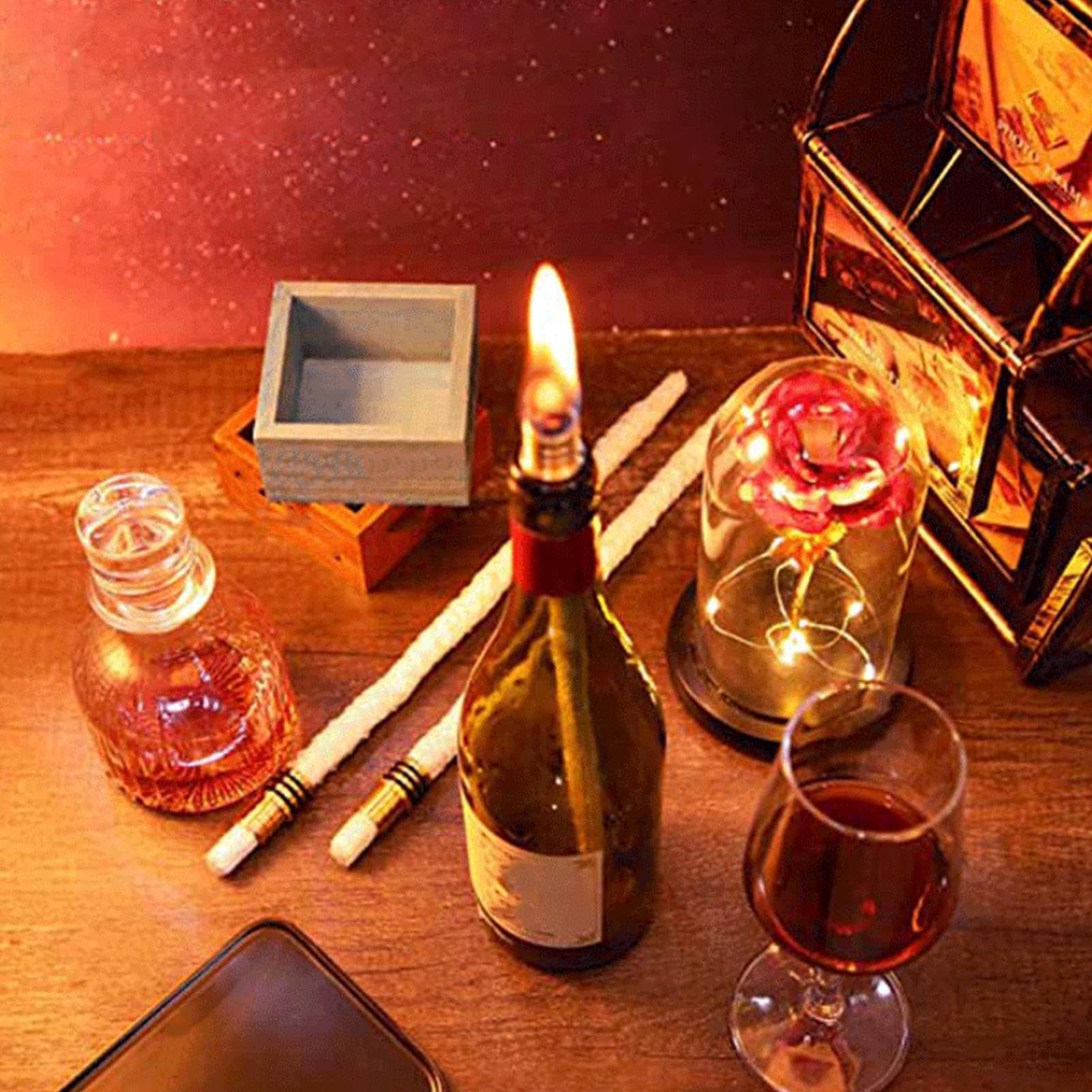 Oil Lamp Wicks, Tiki Torch Wick Set, 440 g Long-Lasting Flame Decor, Portable Great Outdoor Lighting, Authentic Easy Use Beginners for Whiskey Jar Family Gatherings
