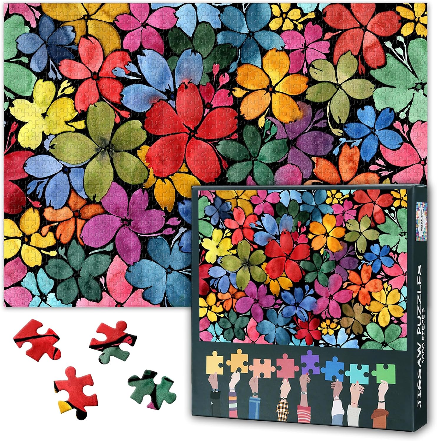 1000 Piece Puzzles for Adults, Jigsaw Puzzles for Adults - Lush Garden Bursting with Vibrant Colorful Flowers, Botanical Art, Cool and Relaxing Adult Puzzle, 27.5x19.7 Inches