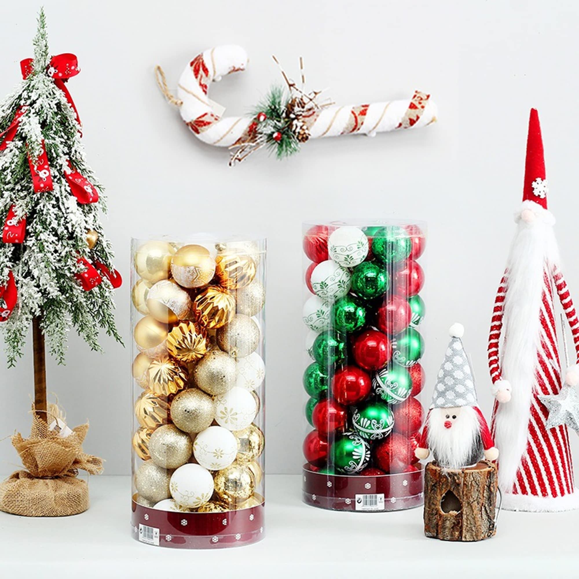 Lot de 50 boules de Noël en plastique galvanisé, incassables, pour sapin de Noël, fête, mariage