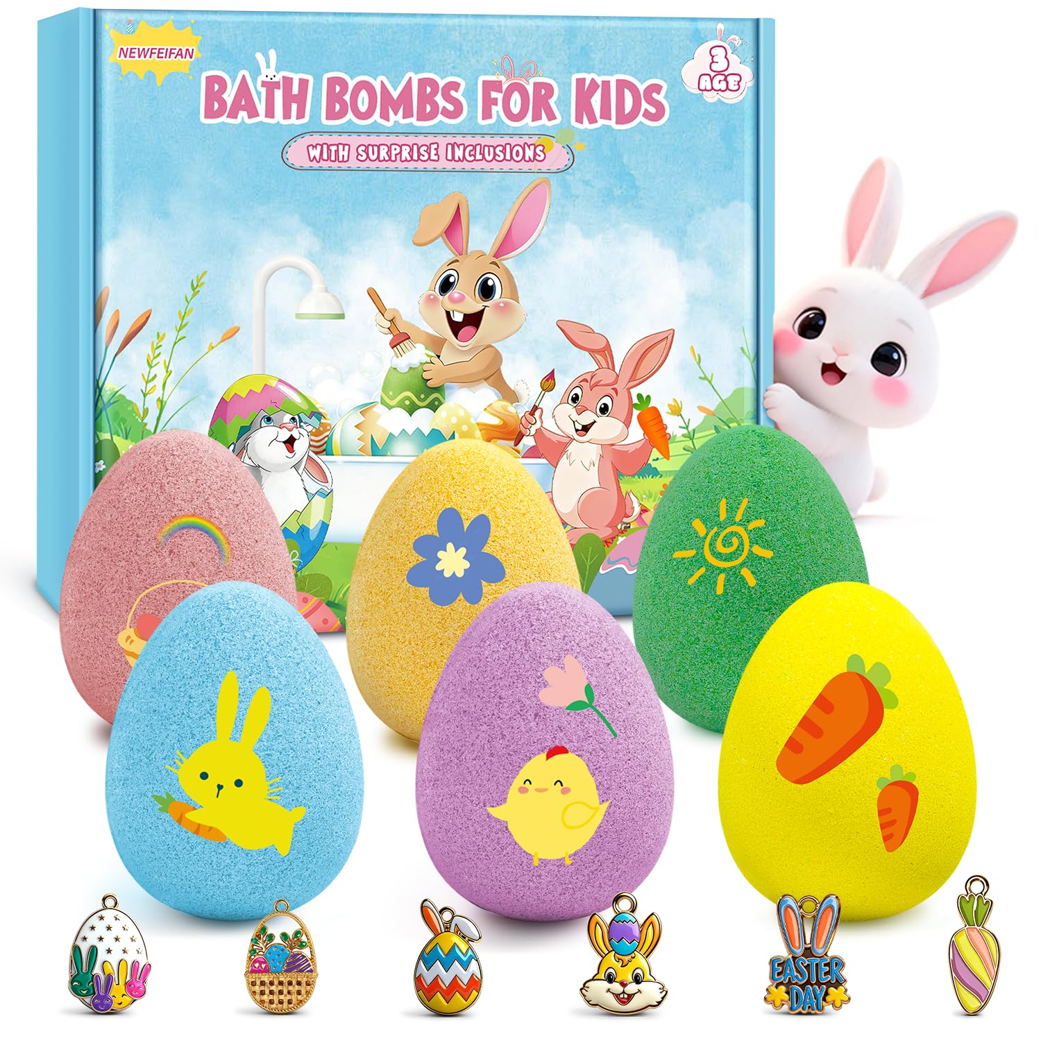 Easter Bath Bombs for Kids with Toys Surprise Inside, Natural Organic Kids Bath Bomb Fizzies, Handmade Dinosaur Egg Bubble Bath Set, Teen Easter Basket Stuffers Birthday Gifts for Boys Girls Ages 3-12