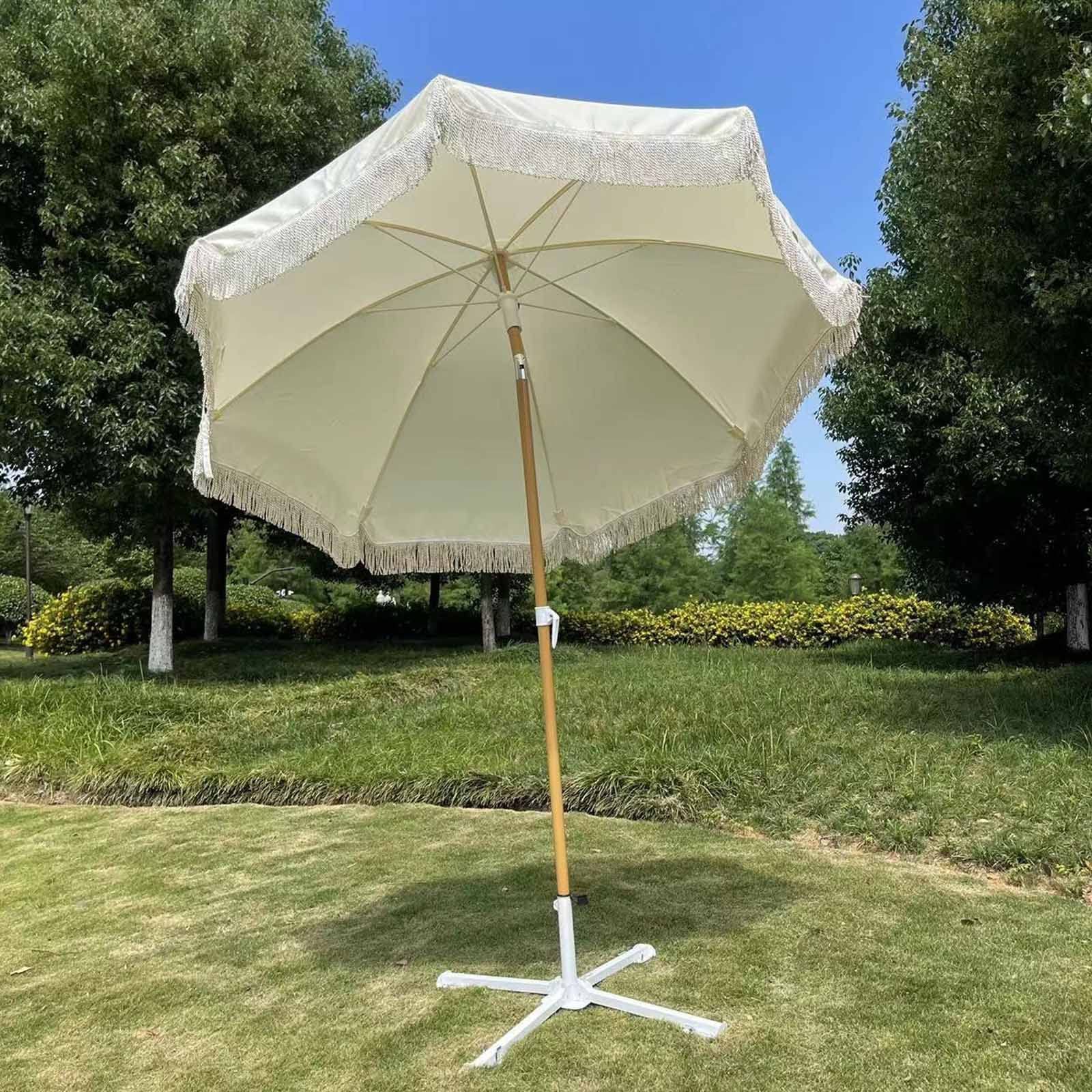 Parasol Ogrodowy, Parasol Tarasowy Z Frędzlami, Parasol Przeciwsłoneczny Z Funkcją Pochylania,Wit