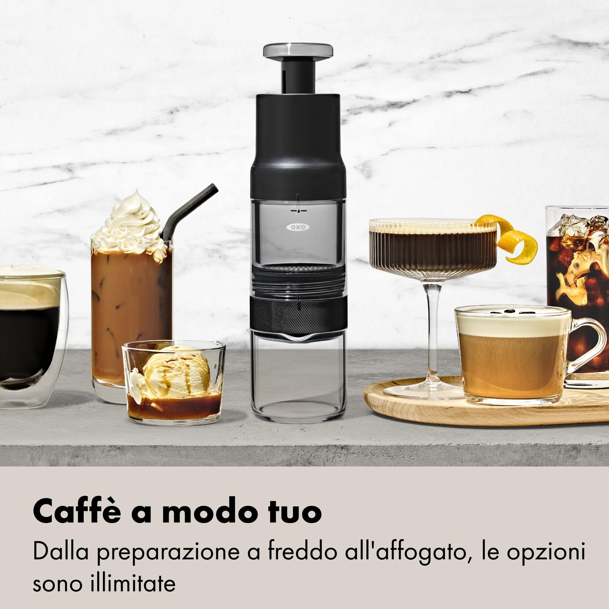 OXO Brew Rapid Brewer - Caffettiera manuale portatile, filtro in acciaio inossidabile integrato, resistenza regolabile, compatta e leggera, non sono necessari cialde o filtri di carta