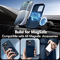 Vista 194 de GONEZ Funda de silicona para iPhone 15 Pro Max, compatible con Magsafe, protector de cámara + protector de pantalla, forro de microfibra suave Negro