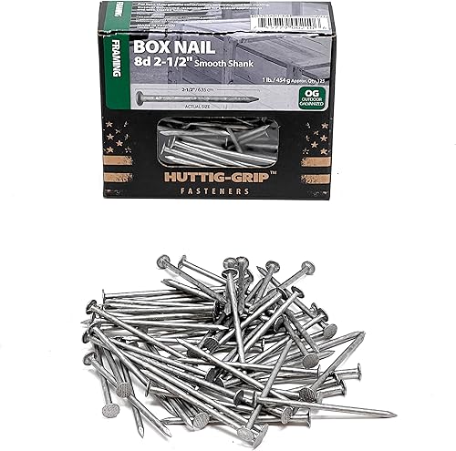 Vista 7 de Huttig-Grip - Uñas de caja de 2-1/2 pulgadas, tamaño 8D, acabado galvanizado para exteriores, paquete de 125 uñas de 1 libra