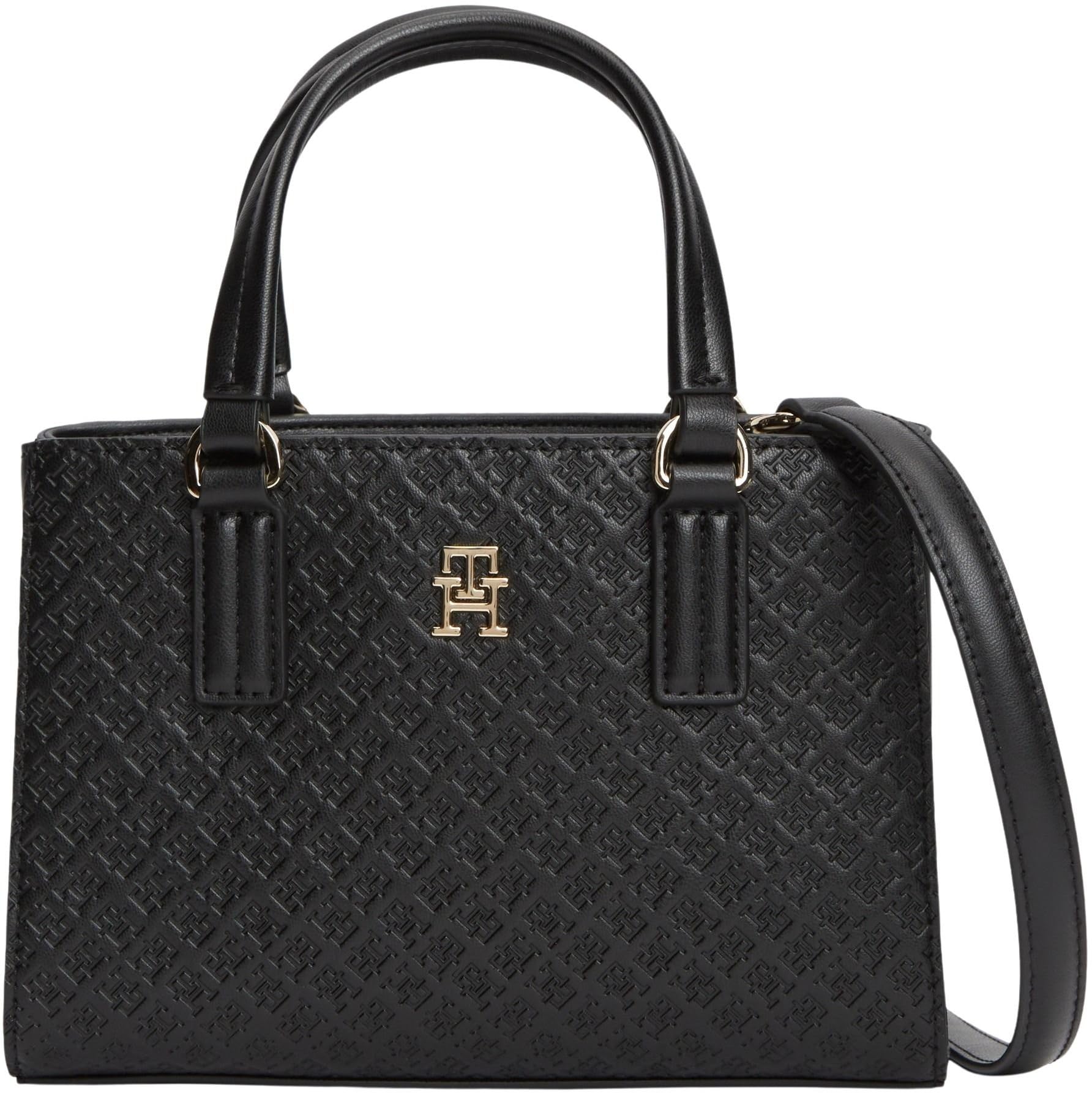 Tommy Hilfiger Women's Black Th Monogram Crossbody Tote Bag