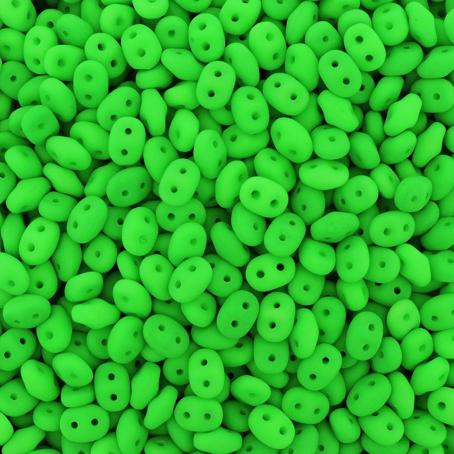 Neon Lime SuperDuo Czech Two Hole Seed Beads 2.5x5mm Approx 20 Grams