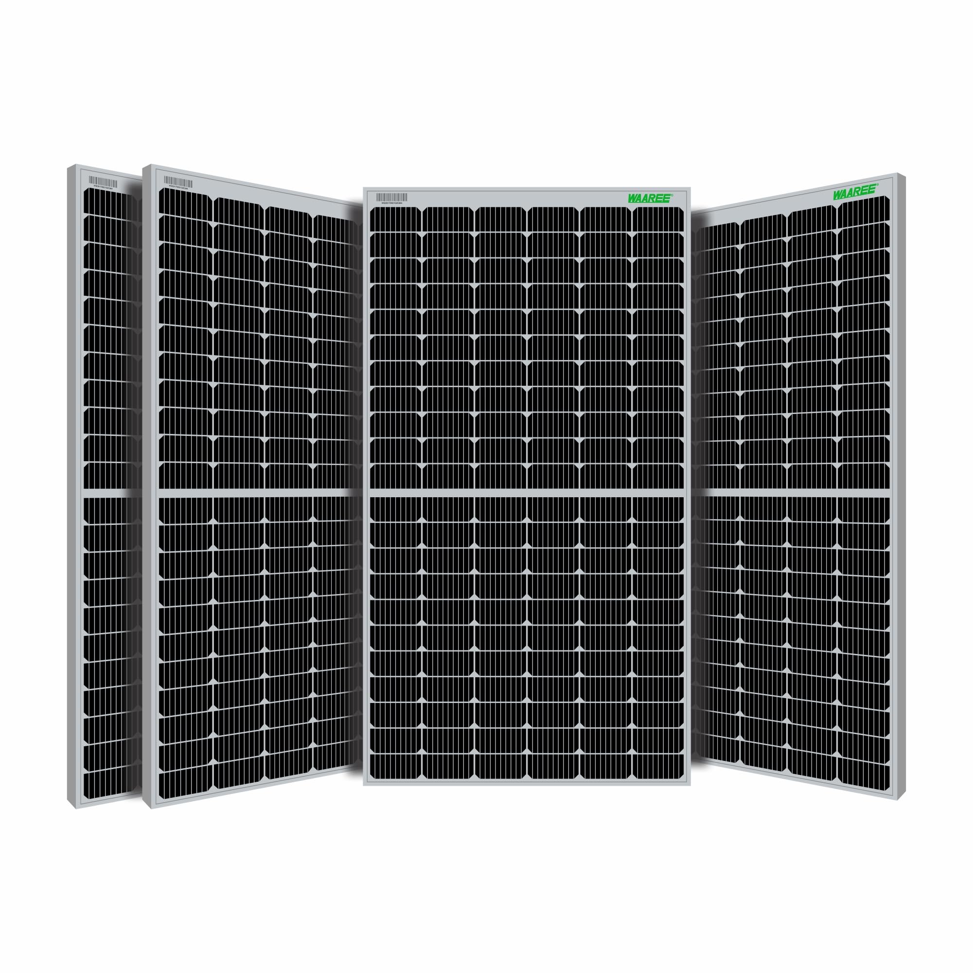 II WAAREE II Bifacial 550 Watt Pack of 4 II High Efficiency II Dual Glass Bifacial Mono PERC Solar Panel II 144 Half-Cut VOC 49.16 Premium Energy Generation, (Pack of 4) (Bifacial 550 Watt, 2.2kW)