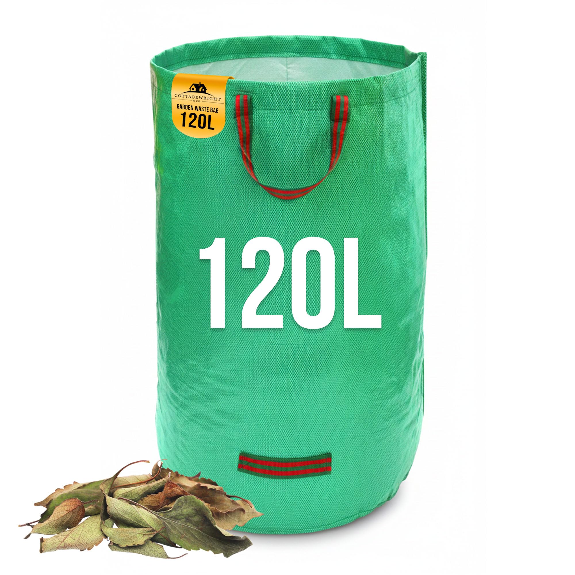 Cottagewright Pack Of 1 - 120L Garden Bags Heavy Duty With Handles - Reusable Garden Waste Bags Heavy Duty For Plant, Grass, Dirt, Leaves Collection, Waste Bags Reusable (Pack Of 1, 120L)