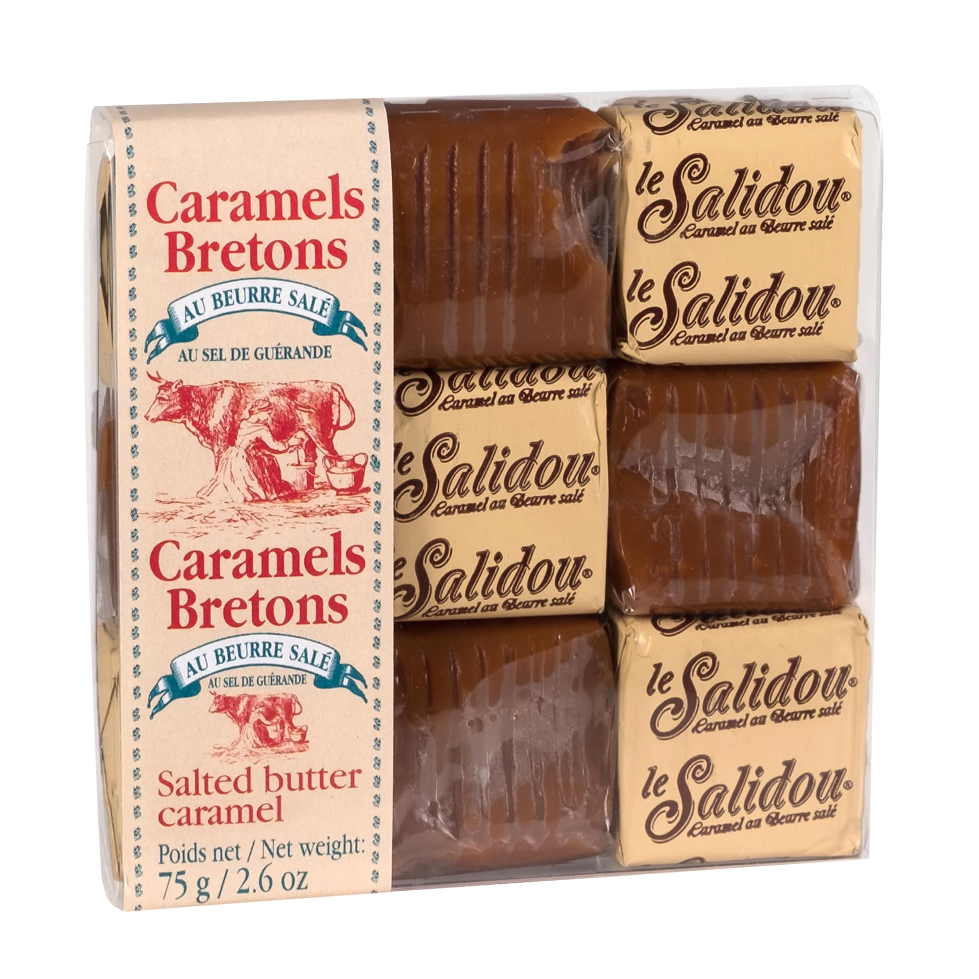 Bretonische Karamellbonbons, gesalzenes Butterkaramell, weich, mit Meersalz, Süßigkeiten, La Maison D´Armorine, 75 g