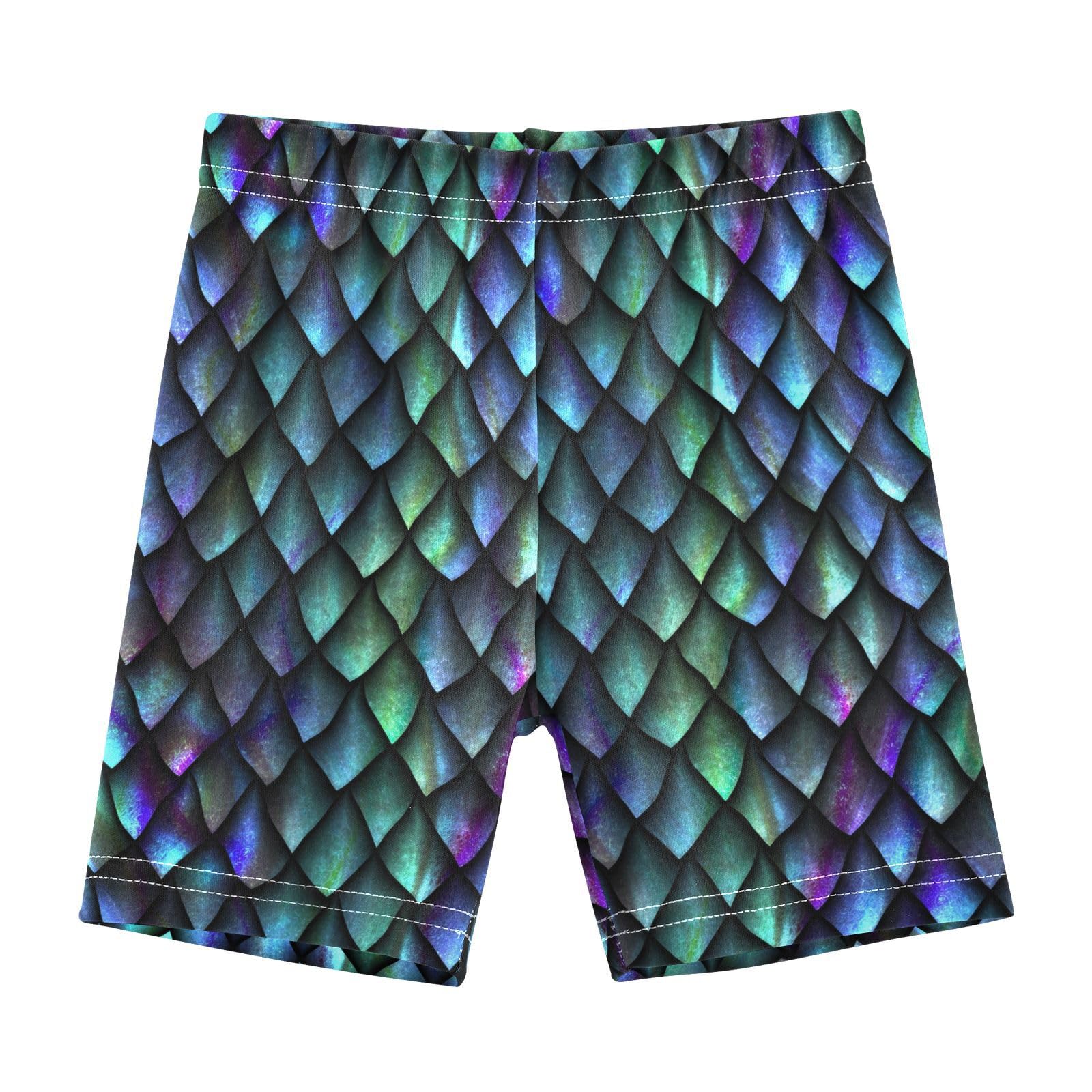 JHKKU Girls Dragon Scale Shorts Cotton Cartwheel Bike Kids Biker Under Dress Dance Short Girl Clothes 5T