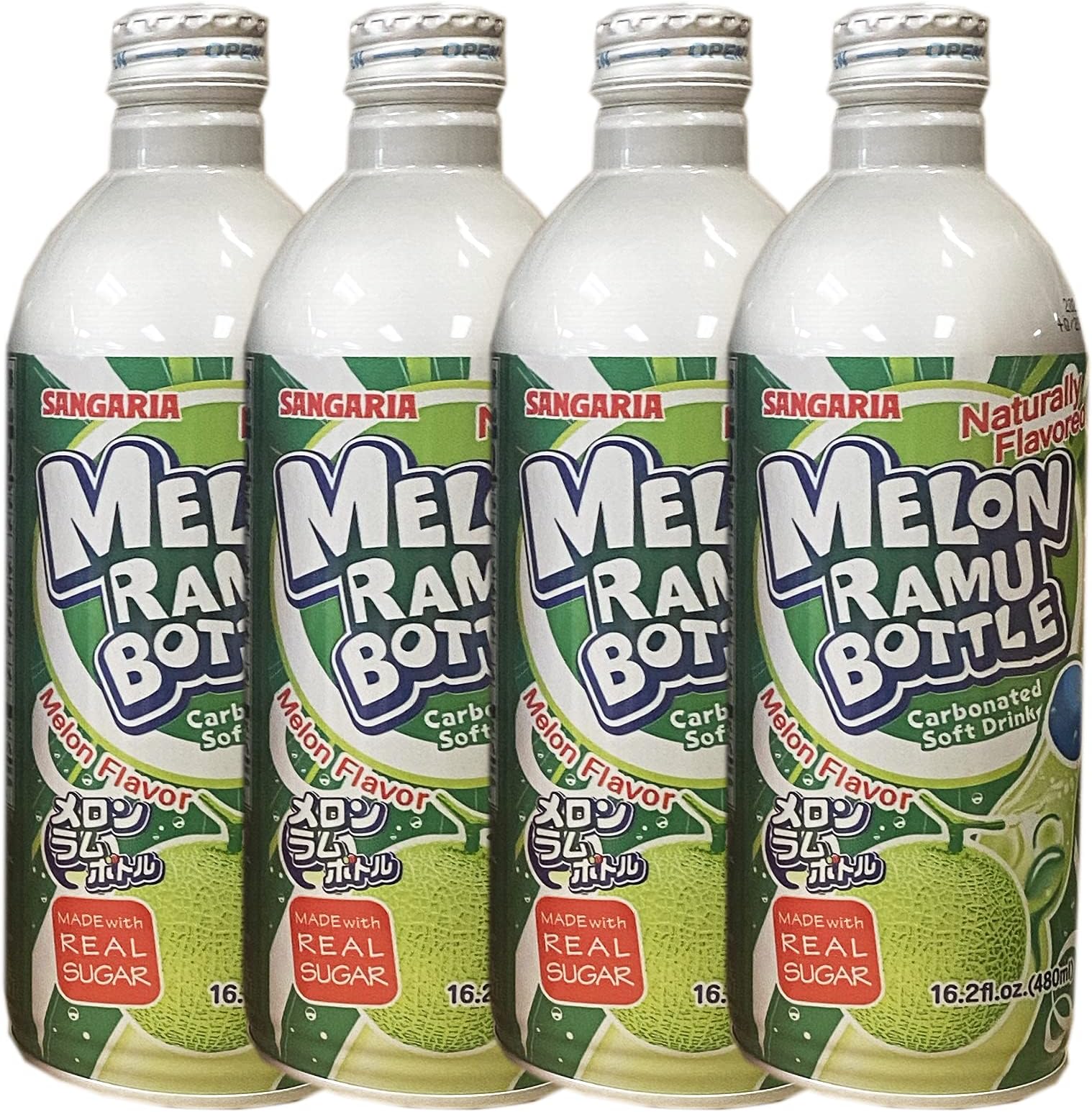 Ramune Melon Japanese Soda (4 Pack)