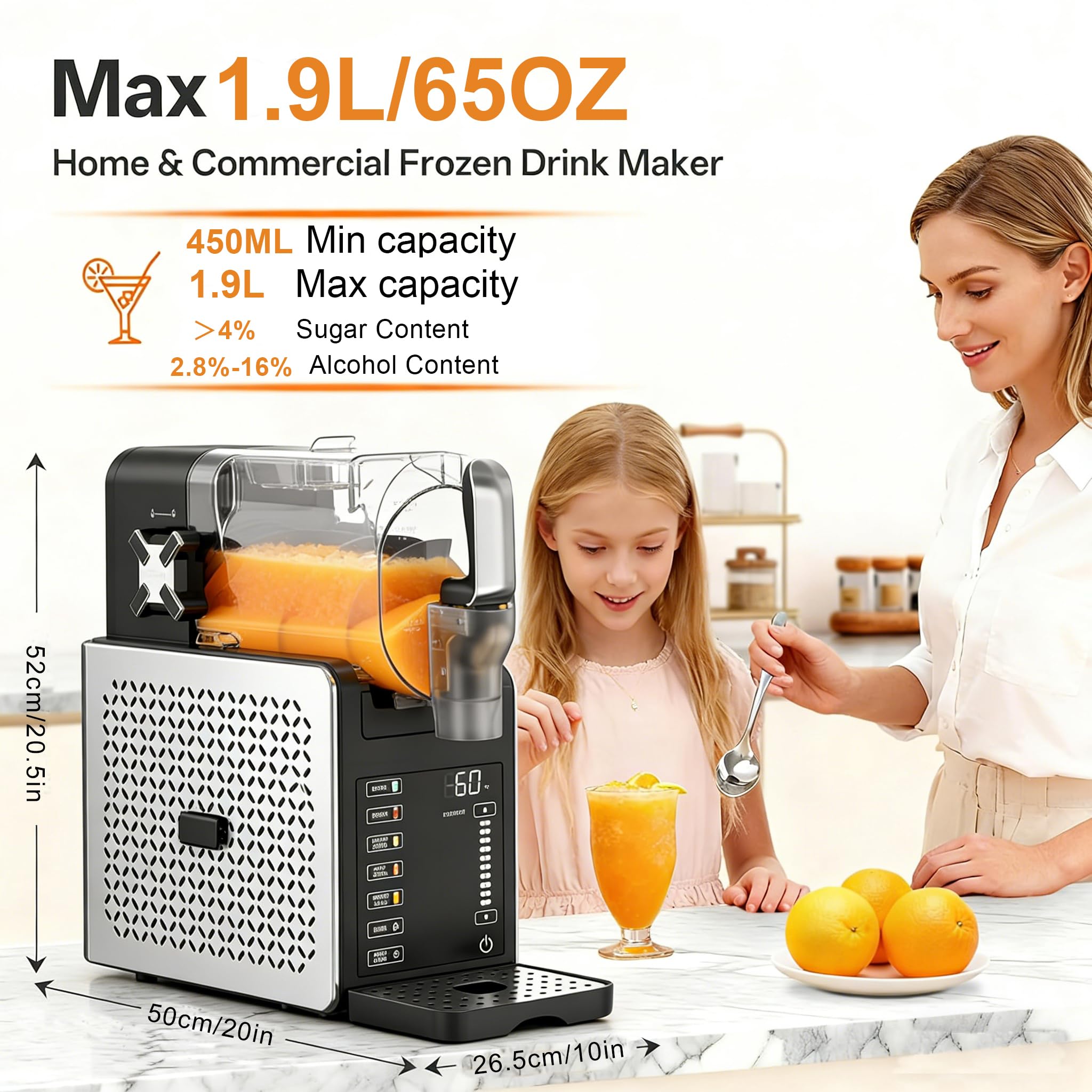 Máquina de granizados para el hogar, tecnología RapidChill de 1,9L, 5 programas inteligentes y apta para lavavajillas, sin hielo ni ingredientes calientes, para granizados, granizados con alcohol