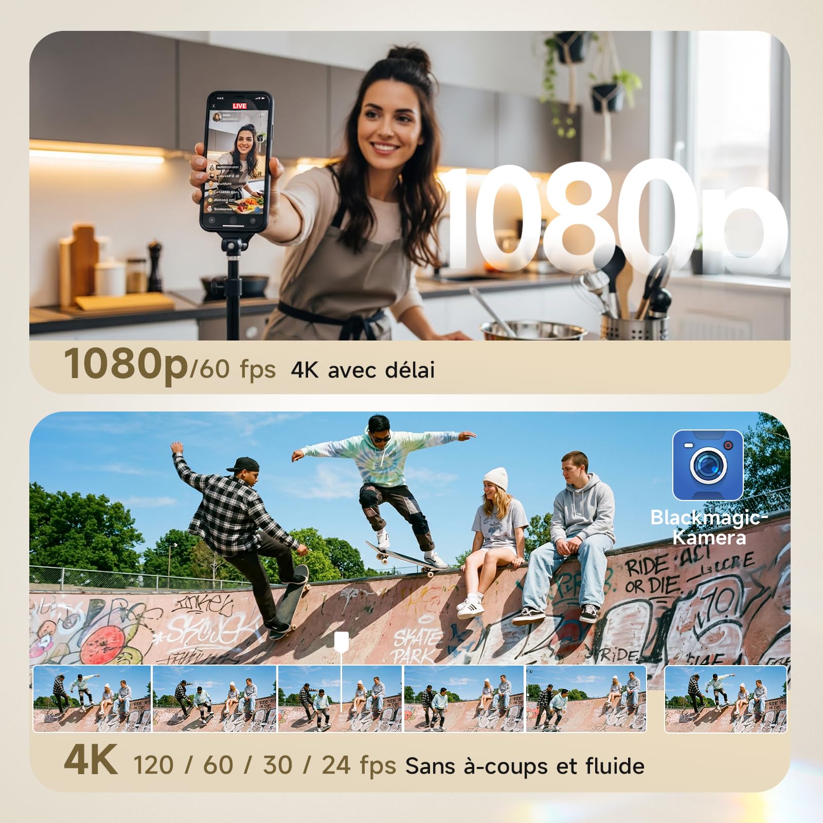 Rollei Easy Creator Selfie Monitor 3,97" Smartphone Rückkamera Magnetisch Vlog Bildschirm für iPhone und Android für TikTok Live Streaming Smartphone-Vlog-Selfie-Monitor-Bildschirm