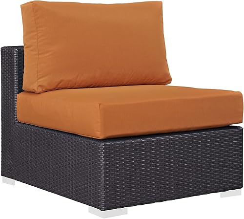 Vista 110 de Modway EEI-1911-EXP-ORA Convene - Muebles otomanos cuadrados de tela para patio, muebles de exterior, color naranja espresso Espresso Naranja