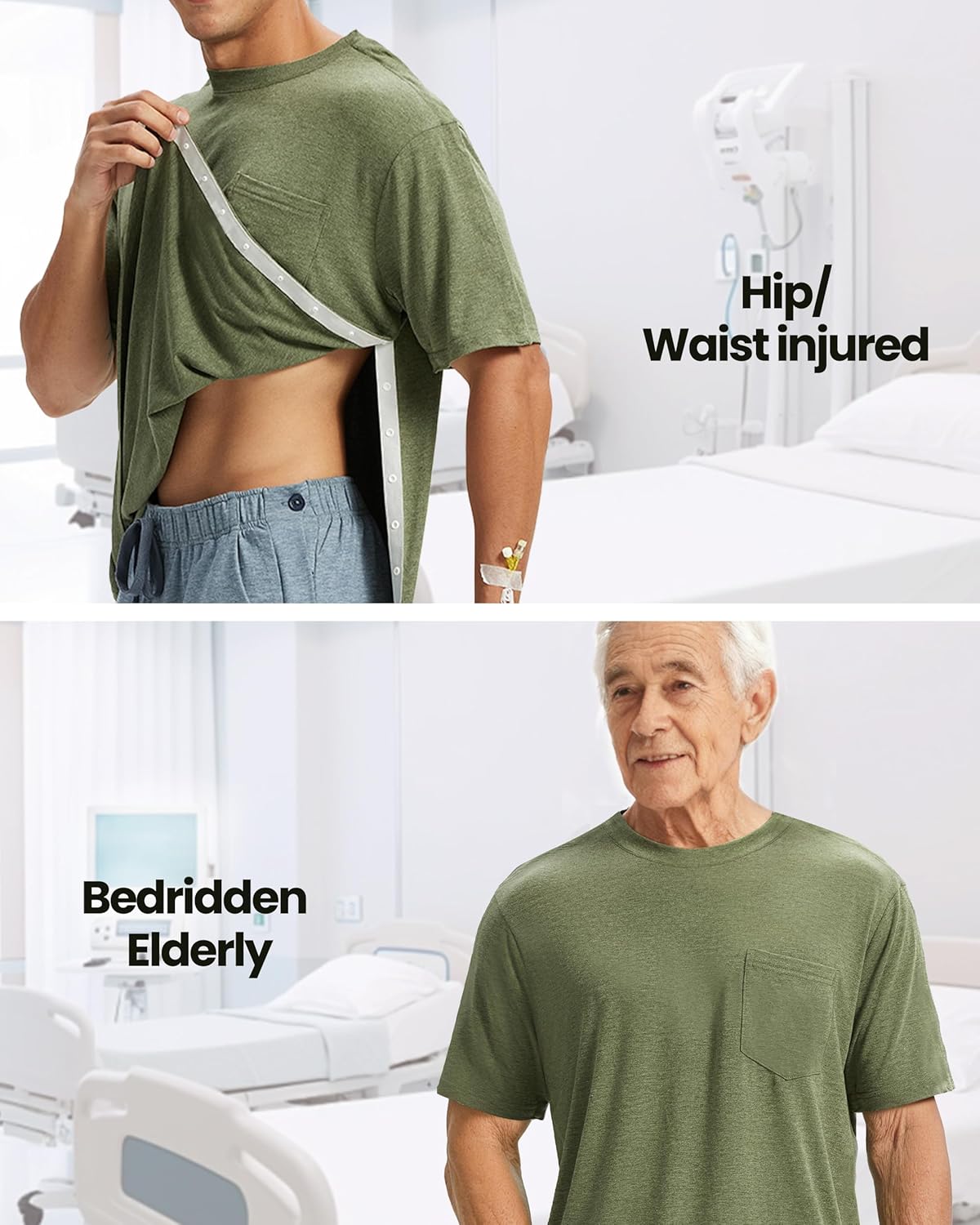Post Shoulder Surgery Recovery Shirts for Men - Tear Away Snaps Adaptive Chemo Port & Rotator Cuff Shirt Short Sleeve - Image 4