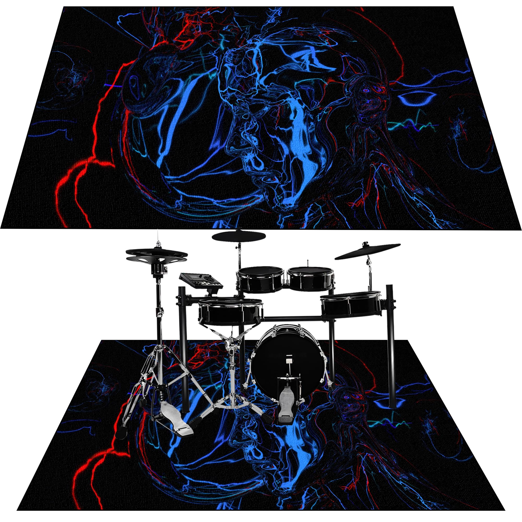 Tappeto per Batteria Acustica Tappeto a Tamburo Tappeto Drum Strumenti Musicali Coperta Antiscivolo Tappetini per Batterie Tappetino per Tamburo Insonorizzato Tappeti per Batteria 230 x 180 cm