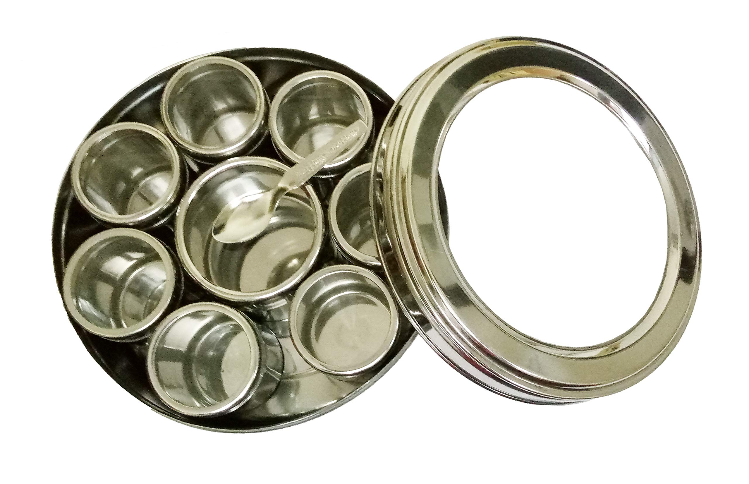 Sahishnu Online And Marketing & Stainless Steel Transparent Masala Box/Spice Box/Masala Dabba/Spice Container - Set of 9pcs