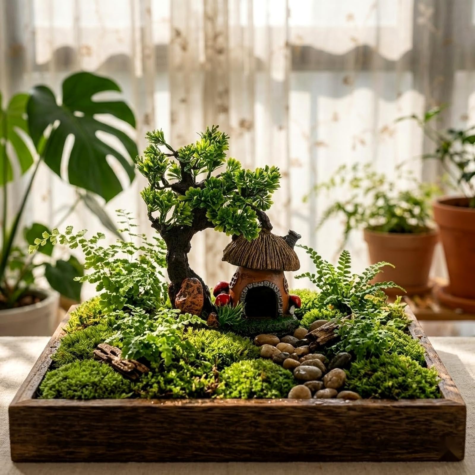 LOGOFUN Decorazioni per acquari in miniatura funghi nascondiglio casa resina acquario decorazione per giardino roccioso paesaggio nascondiglio casa rifugio