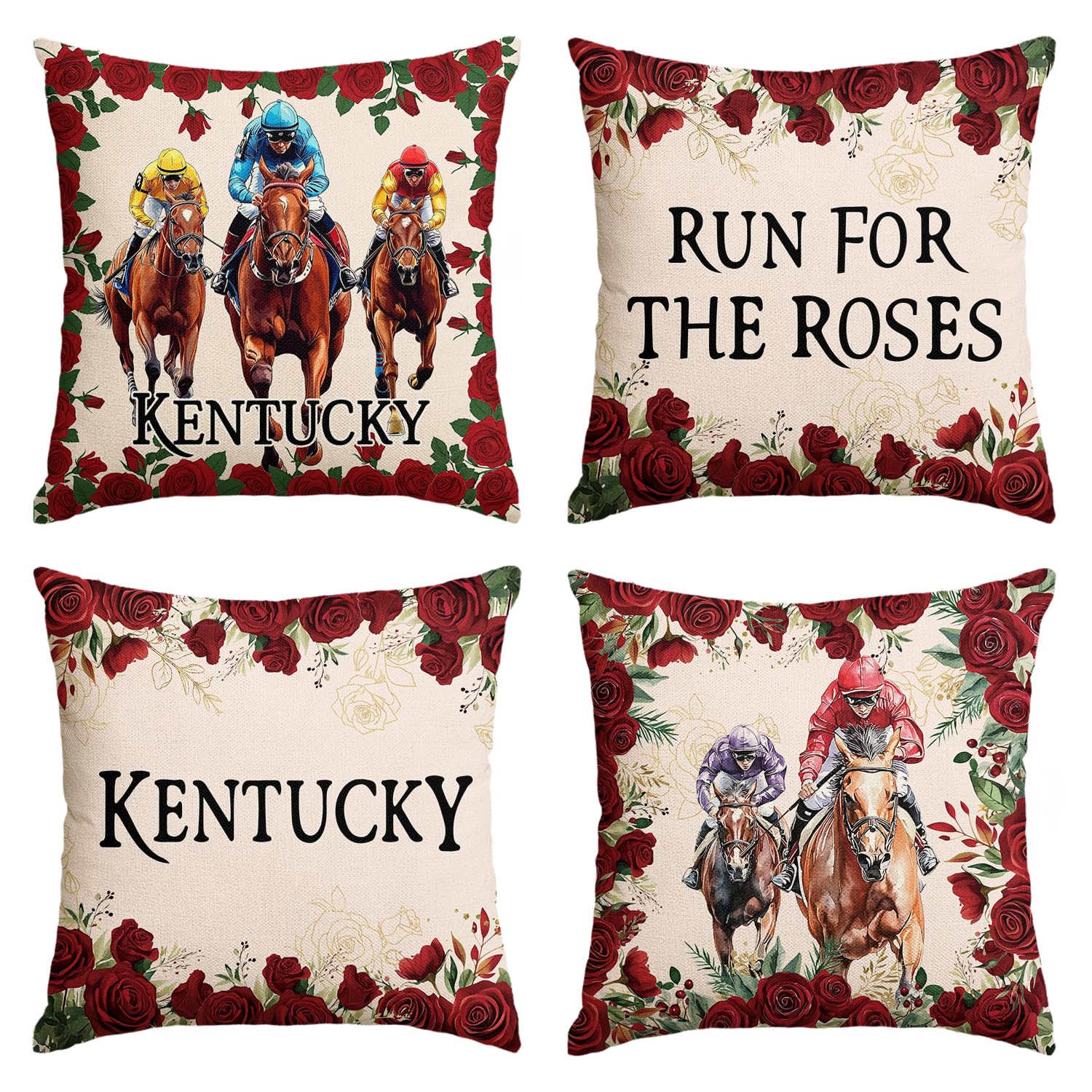 Housses de coussin Kentucky Run for The Roses pour décorer votre terrasse et salon d'été