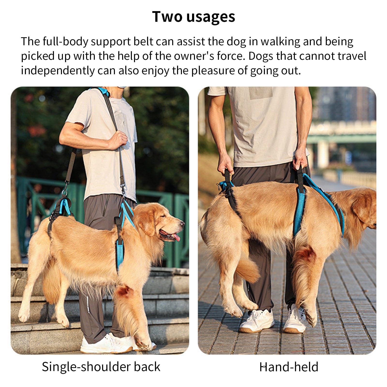 Cinturón de perro de instalación rápida para caninos mayores, cómodo arnés de rehabilitación de poliéster acolchado para rehabilitación de mascotas mayores