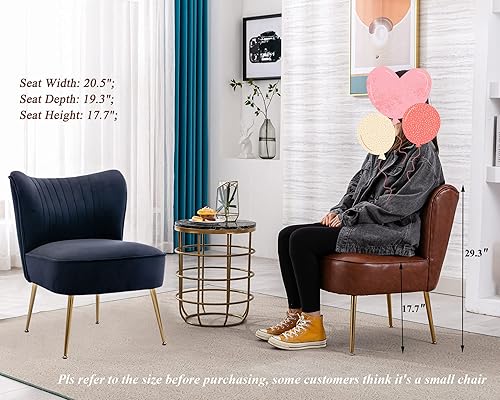 Miniatura 8 de DUOMAY Juego de 2 sillas decorativas modernas de terciopelo con patas doradas, silla lateral con respaldo alado para sala de estar, dormitorio,