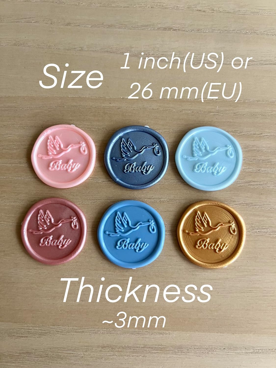 Wax Seal Stickers Blue Adhesive Envelope Seal Stickers Baby Shower Birthday Card Birth Announcement Gender Reveal Invitation Gift Wrapping (Stork, 25 pcs)