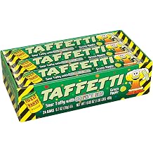 Toxic Waste Taffetti Sour Taffy, Green Apple | Chewy taffy with crunchy candy confetti bits and bold sour flavor. Fun novelty treat for kids and adults.