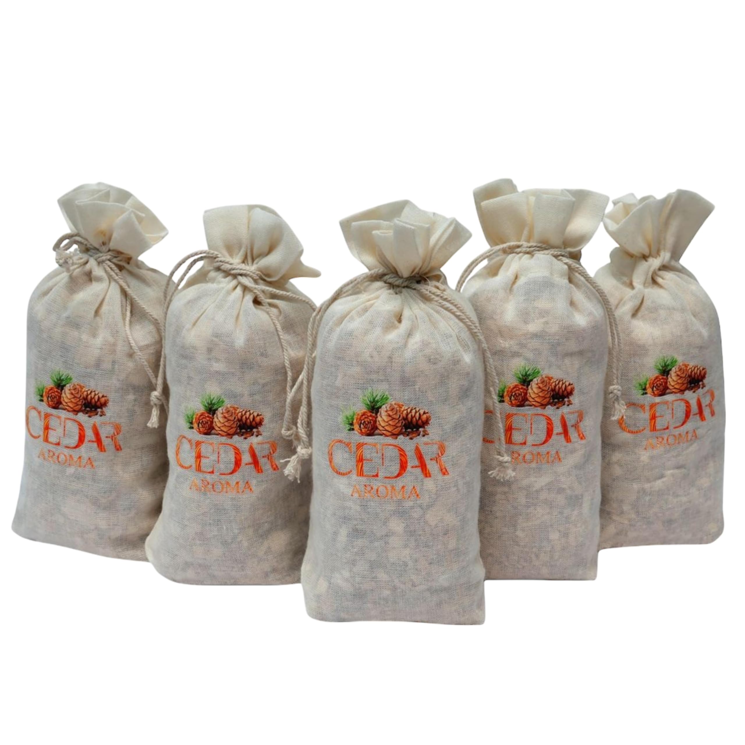 BLOOMAX® Cedar Sachets Bag – 5 Pack Natural Cedar Wood Chips for Insect Repellent & Fresh Fragrance – Ideal for Drawers, Closets, Wardrobes, Storage