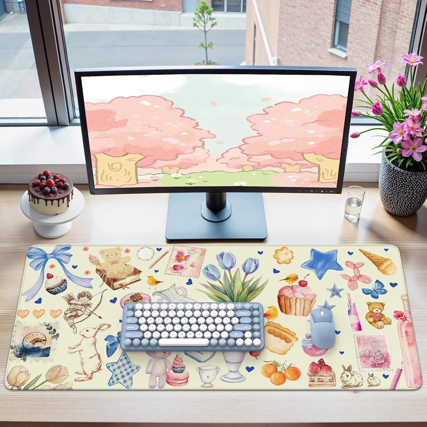 iCasso Extra Large Mouse Pad, Desk Pad Mat,Office Matt for Desktop Protector, Anti-Slip XXL Big Mousepad with Stitched Edges for Laptop Computer Keyboard (Yellow) - Image 2