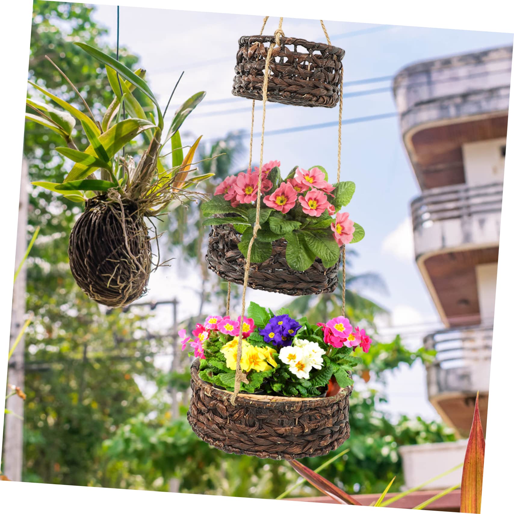 Cabilock Panier Tissé À La Main Grand Panier De Rangement Mural Suspendu pour Plantes Et Articles Divers
