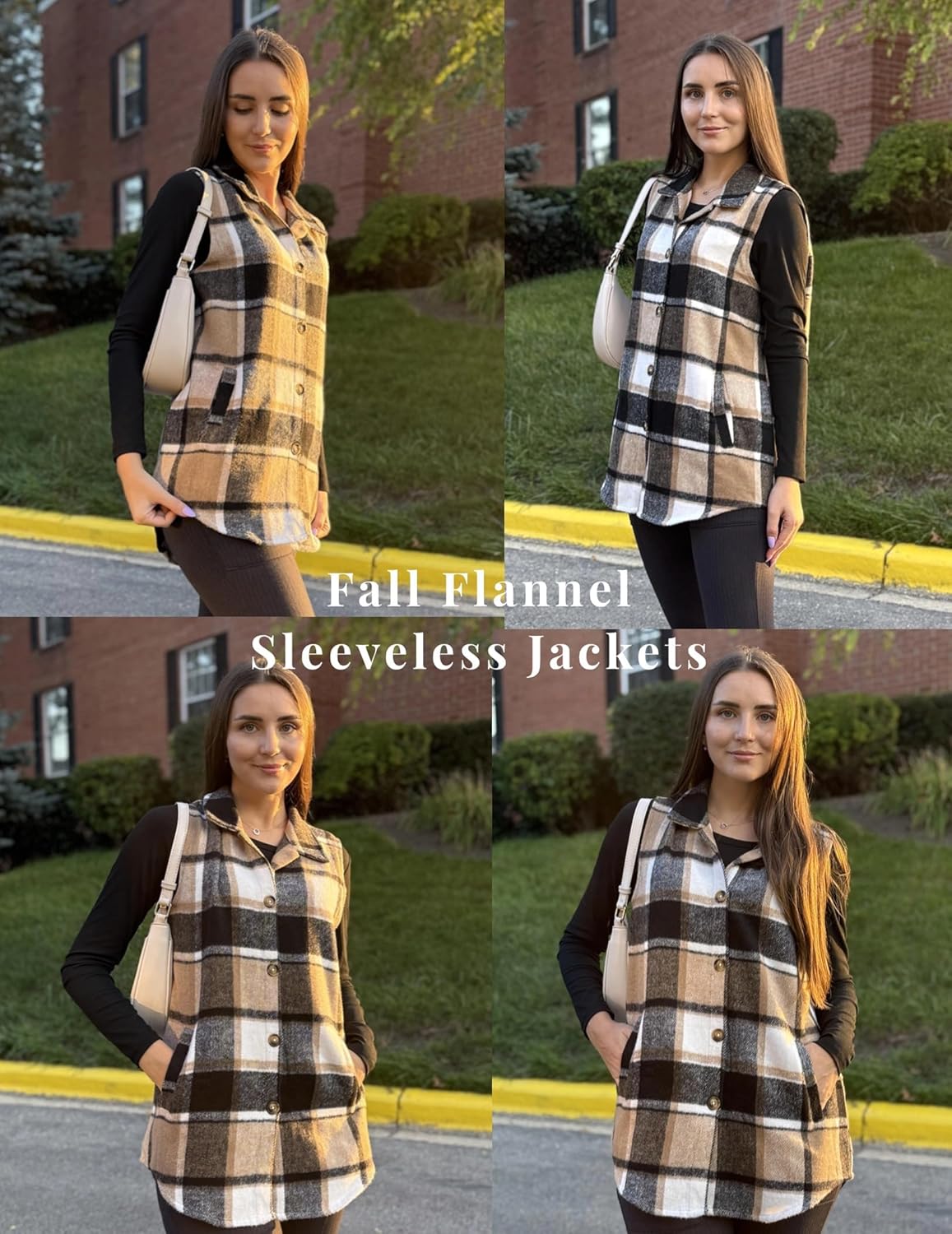 Zeagoo Plaid Vest for Womens Casual Sleeveless Flannel Jacket Lapel Button Down Shirt with Pockets 2025 Fall Clothes - Image 4