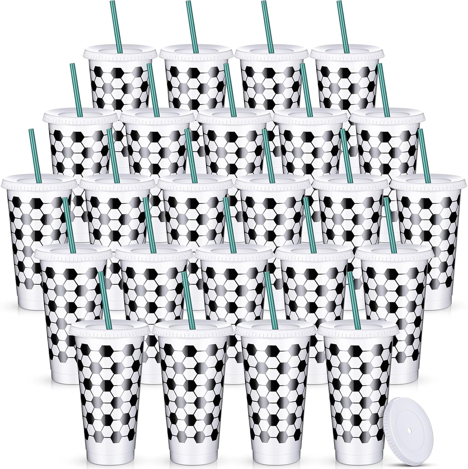 Maxcheck 24 Pcs Soccer Party Plastic Cups Bulk Soccer